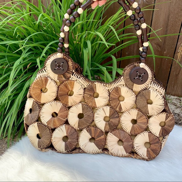 Handbags - Boho Woven Rattan Beaded Handbag